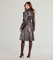 Iconic Muse Faux Leather Belted Trench Coat