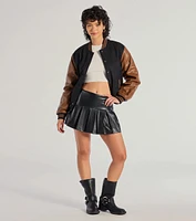 Chic Spirit Faux Wool Varsity Jacket