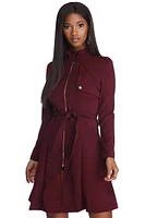 Zip Front Button Detail Trench Coat