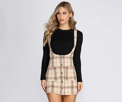 Trendy Chic Plaid Overall Skirt