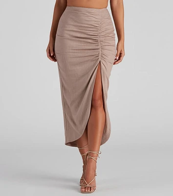 Chic Weekend Vibes Linen Midi Skirt