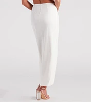 Summer Nights Linen High Slit Midi Skirt