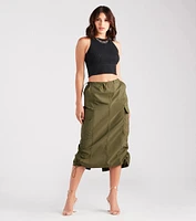 She's A Trendsetter Nylon Parachute Midi Skirt