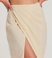 Summer Chic High-Rise Wrap-Slit Midi Skirt