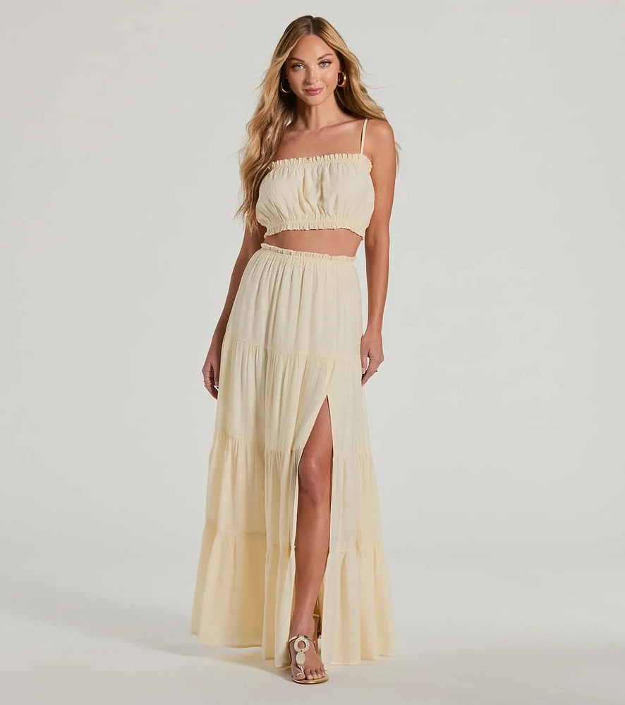 Romance For Two High Rise Slit Maxi Skirt