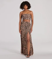 On The Prowl High Rise Zebra Maxi Skirt