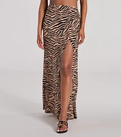 On The Prowl High Rise Zebra Maxi Skirt