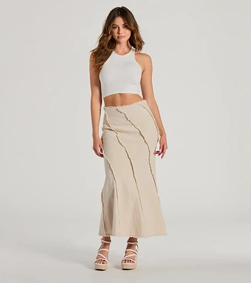 Full Of Trendiness High-Rise Fray A-Line Maxi Skirt