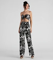 Sandy Beaches Palm Wide-Leg Pants