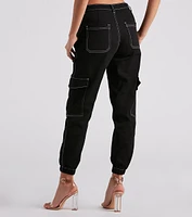 Functional Style Denim Cargo Joggers