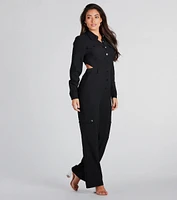 Open To Fun Long Sleeve Backless Jumpsuit