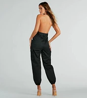 Looking Cool Belted Cargo Twill Jumpsuit