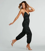 Looking Cool Belted Cargo Twill Jumpsuit