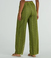 Weekend Breeze High-Rise Crochet Palazzo Pants