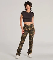 Casual Vibe Camo Cargo Bootcut Pants