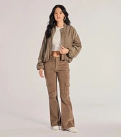 Effortless And Cool Corduroy Cargo Flare Pants