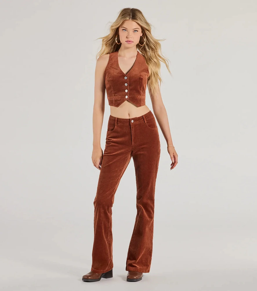 Retro Chic Corduroy High-Rise Flare Pants