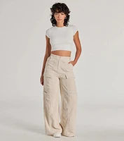 Essential High-Rise Corduroy Wide-Leg Cargo Pants