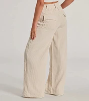 Essential High-Rise Corduroy Wide-Leg Cargo Pants