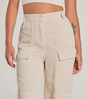 Essential High-Rise Corduroy Wide-Leg Cargo Pants