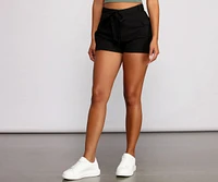 High Rise Tie Waist Twill Shorts