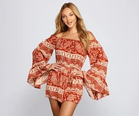 Off The Shoulder Paisley Perfection Romper