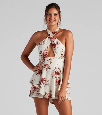 Love Me Floral Crepe Skort Romper