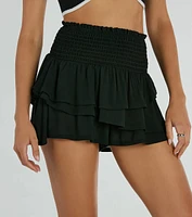 Cheers To Sunshine Smock High Waist Ruffled Shorts