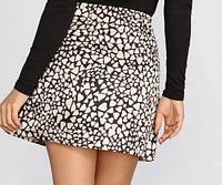 Heart It Printed Satin Mini Skirt