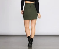 Paper Bag Tie Waist Mini Skirt