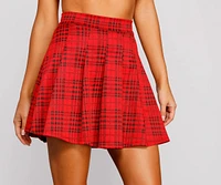 Preppy And Pleated Plaid Skater Skirt