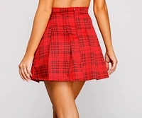 Preppy And Pleated Plaid Skater Skirt