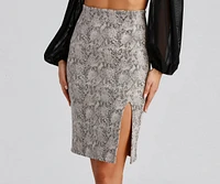 Chic And Sassy Snake Print Midi Skirt