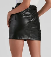 Sweetly Edgy PU Tie Mini Skirt