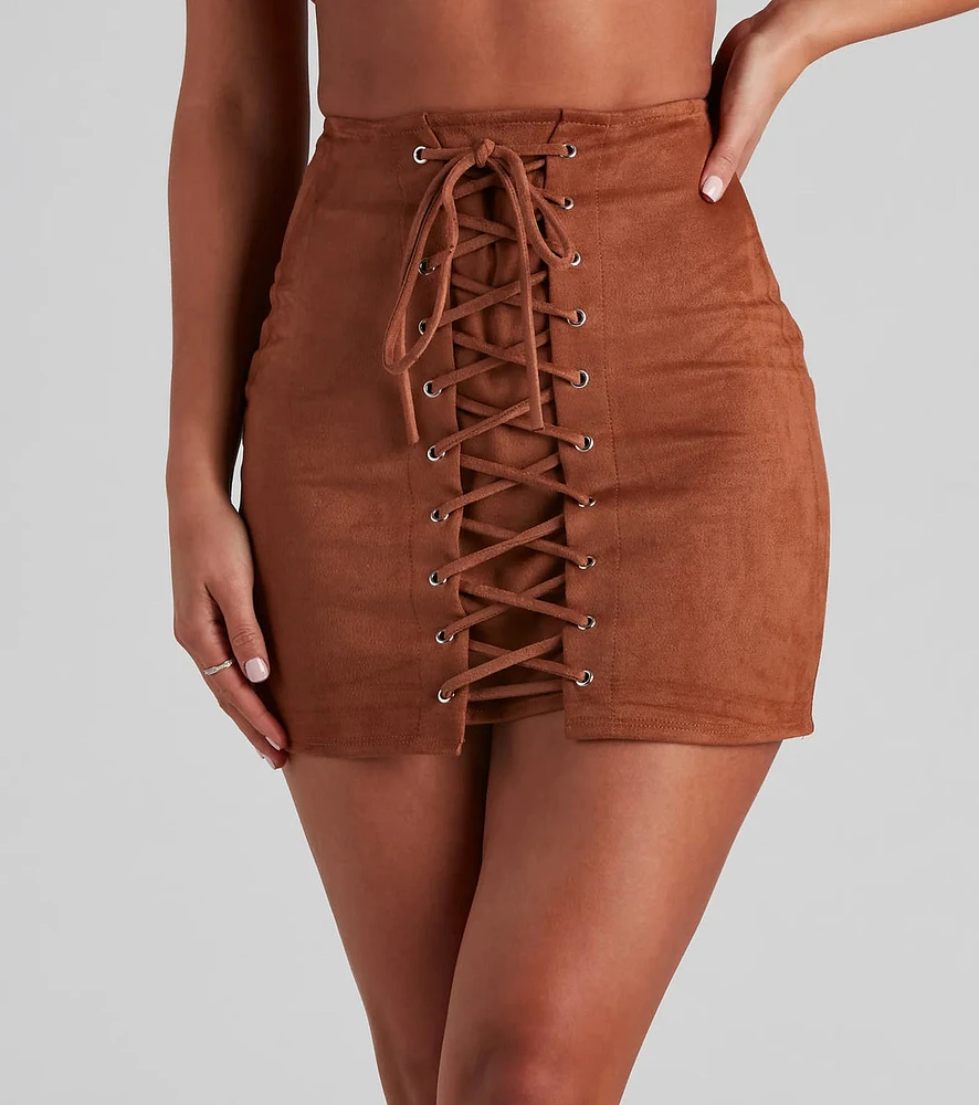 Next Level Faux Suede Mini Skirt