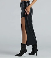 Walk The Faux Leather High-Rise Midi Skirt