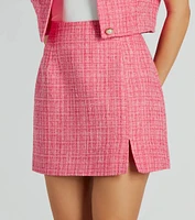 Fabulous By The Second Tweed Plaid Mini Skirt