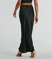 Beyond Classy High-Rise Bow Satin Maxi Skirt