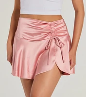 Sweetest Ever Bow Detail Satin Mini Skirt