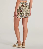 Striking Bliss High-Rise Floral Tapestry Mini Skirt