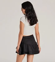 Impressively Sweet High-Rise Lace-Up Peplum Skirt