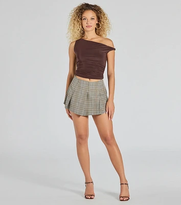 So Poised Plaid Pleated Mini Skirt