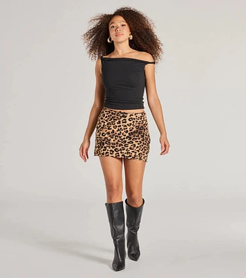 Flirty Leopard Print Satin Mini Skirt