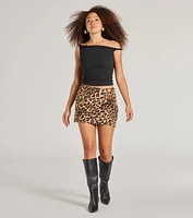 Flirty Leopard Print Satin Mini Skirt