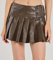 City Chic Faux Leather Pleated Mini Skirt