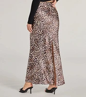 It-Girl Chic Leopard Print Satin Maxi Skirt