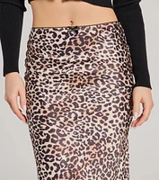 It-Girl Chic Leopard Print Satin Maxi Skirt