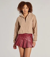 Preppy Allure Pleated Faux Leather Mini Skirt