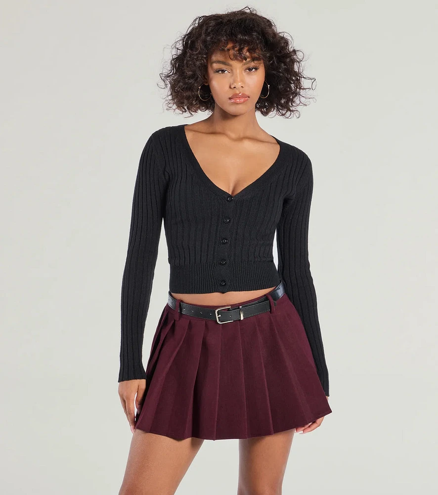 Downtown Girl Belted Pleated Mini Skirt