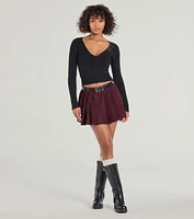 Downtown Girl Belted Pleated Mini Skirt